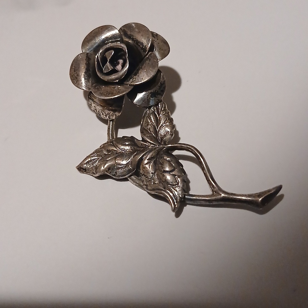 Beau Sterling Flower Brooch Vintage 2" 3D